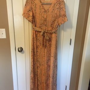 Roolee floral button down maxi with waist sash size M